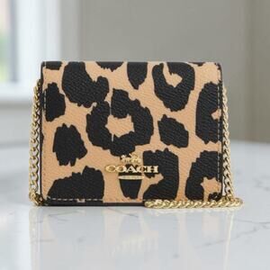 Coach Mini Wallet On A Chain With Leopard Print CX151
